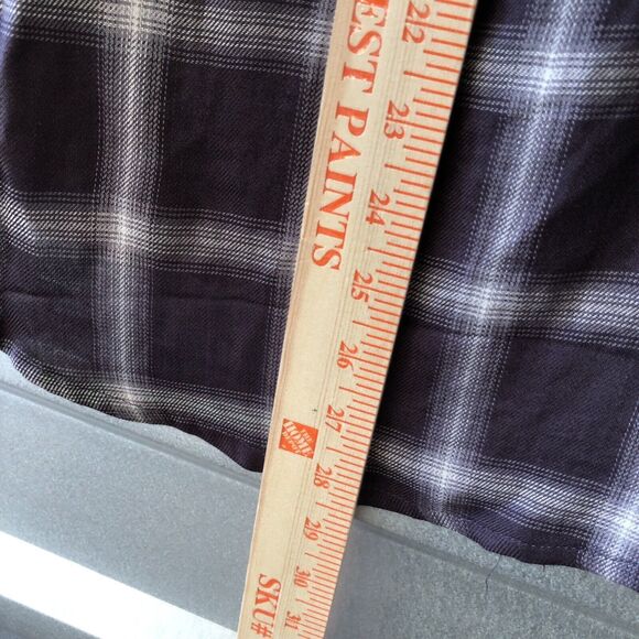 Francescas blue rain button up shirt small long sleeve plaid purple light ti - Picture 9 of 11